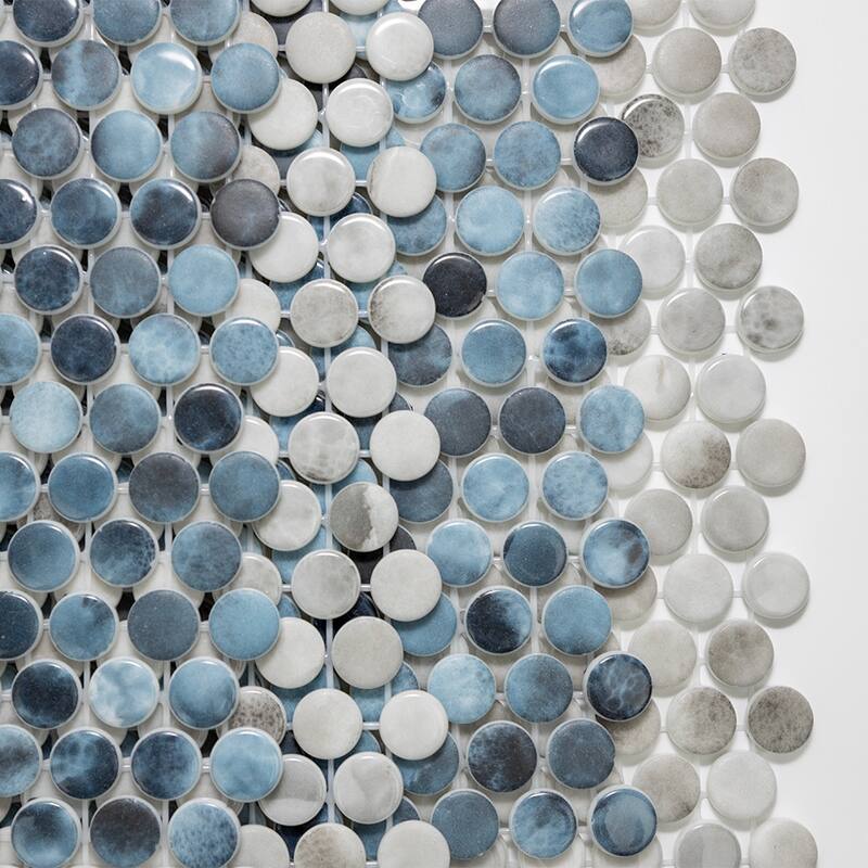 Eterna Penny 12x12 Glass Round Mosaic Tile - Floor, Wall, Backsplash