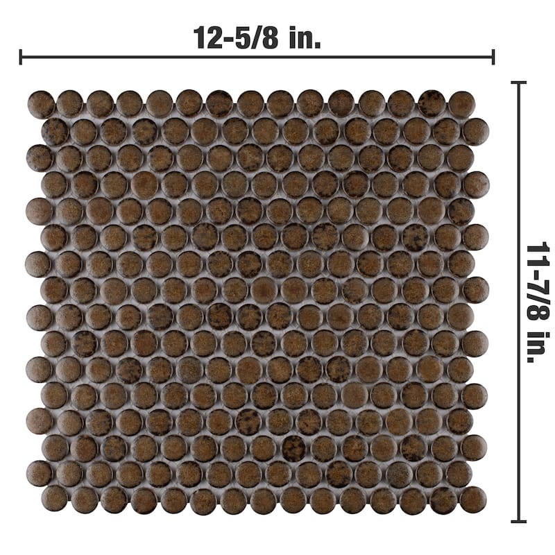 Merola Tile Hudson Penny Round Brownstone 11-7/8" x 12-5/8" Porcelain Floor and Wall Tile