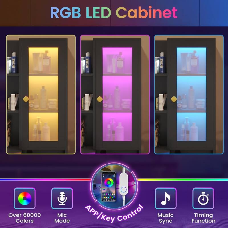 Makeup Vanity Desk Light Bulbs & RGB Cabinets Drawers Storage Shelves