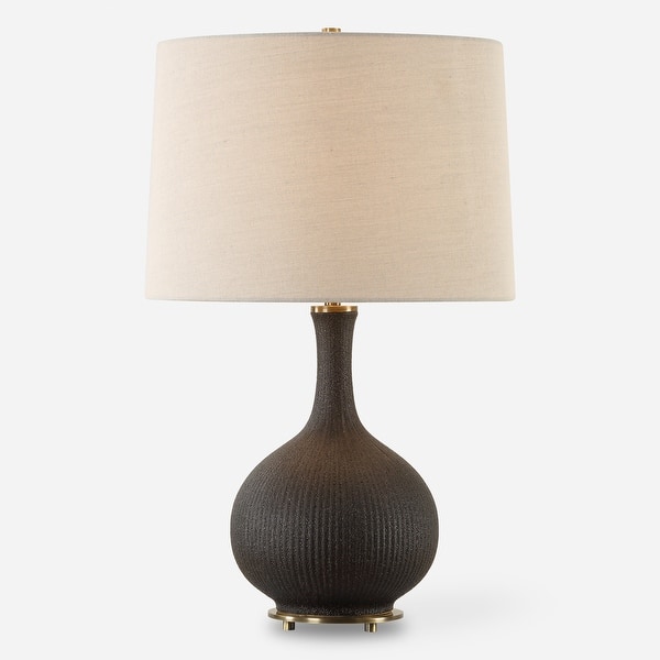 slide 2 of 8, Uttermost Rimini Black Glaze Table Lamp - 24.25" H X 15" W X 15" D