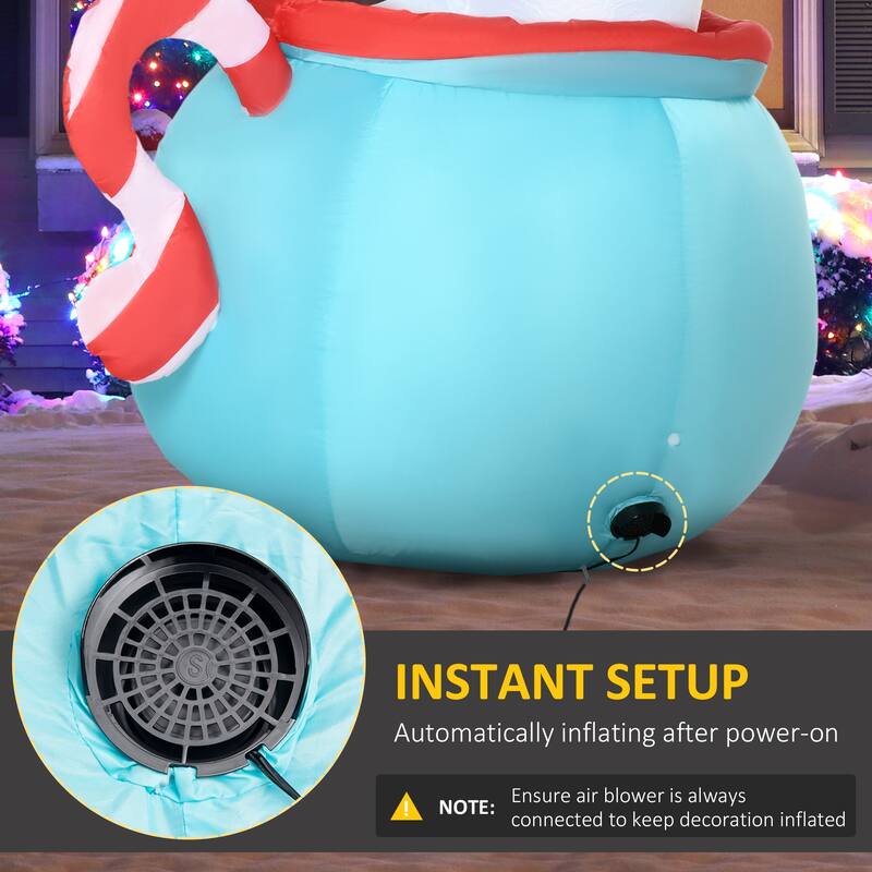 5ft Christmas Inflatables Outdoor Decorations Blessed Polar Bear and Penguins in the Cup, Blow-Up LED Yard Christmas Decor