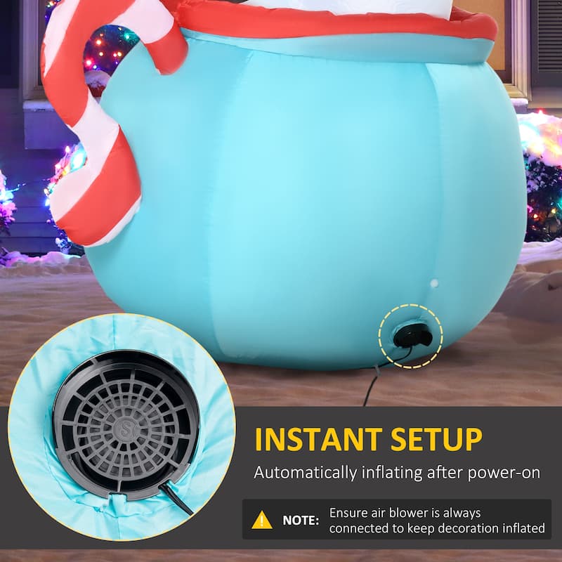 Outsunny 5ft Inflatable Christmas Blessed Polar Bear and Penguins in a Cup