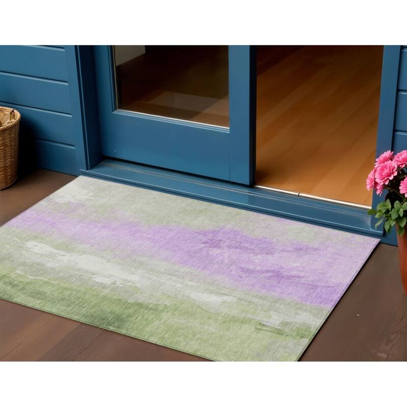 HomeRoots Abstract Transitional Rectangle Outdoor Rug - 3' x 5'