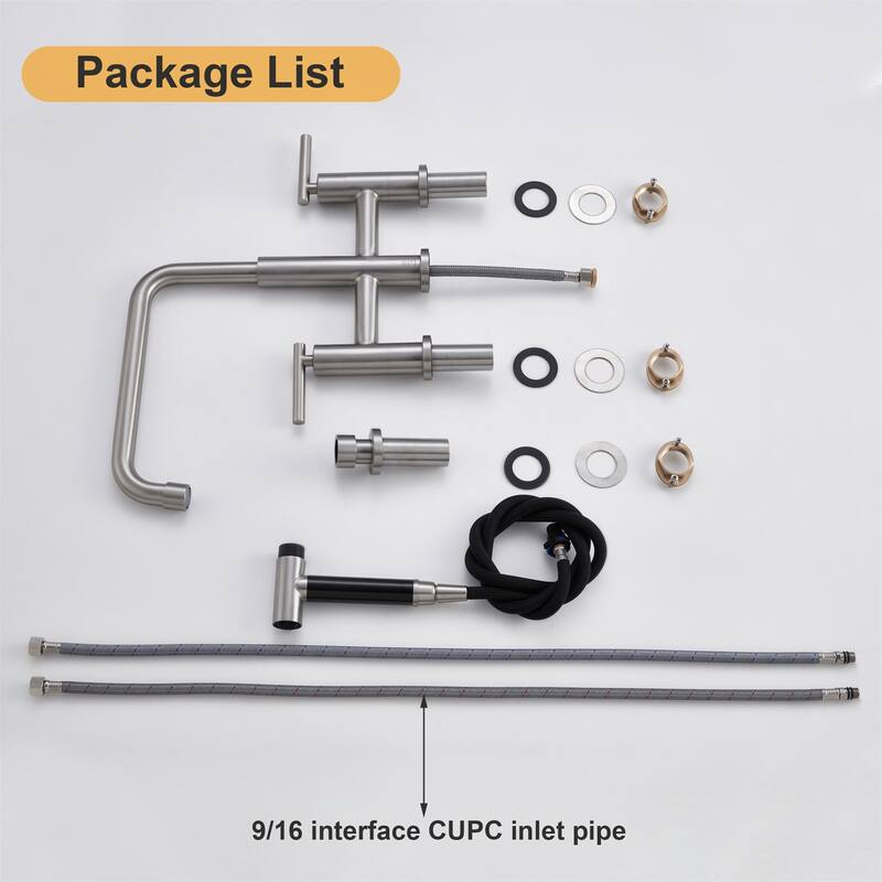 Clihome Morden Stainless Kitchen Bridge Faucet with Sprayer