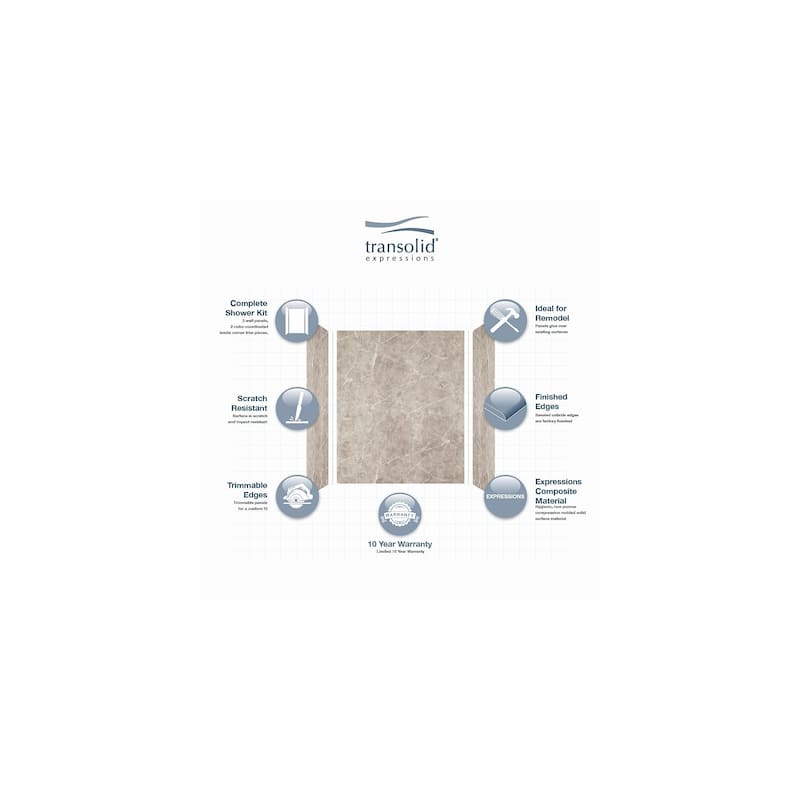 Transolid Expressions 32-in X 60-in X 72-in Glue to Wall Shower/Walls - 60" x 32" x 72" - 60" x 32" x 72"