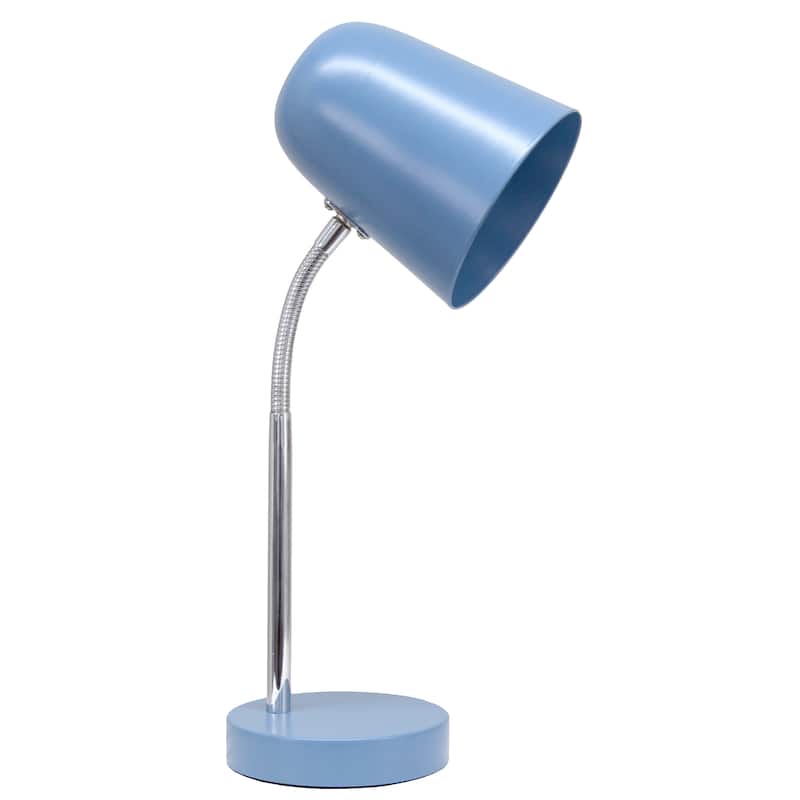 Minimalist Metal Gooseneck Desk Lamp with Adjustable Chrome Arm Modern Task Lighting Multiple Colors - Blue