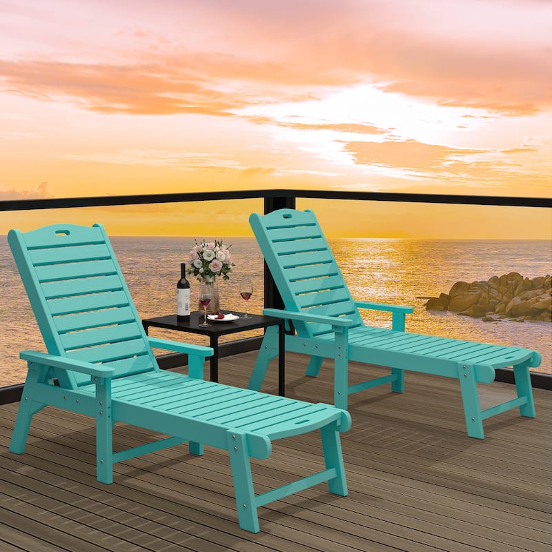 78.7" Long Reclining Outdoor Chaise Lounge