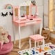 preview thumbnail 13 of 18, Gymax Kids Vanity Princess Makeup Dressing Table Chair Set W/ - See Details