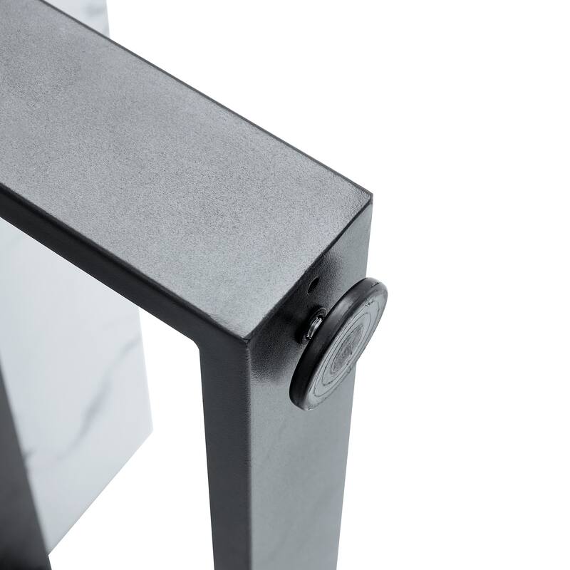 47.2"x23.6" White Marble texture sticker MDF Coffee Table.White texture sticker,Black metal leg spray coating,MDF Coffee