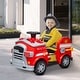 preview thumbnail 2 of 7, Qaba 12V Ride on Fire Truck, Battery Powered Electric Car for Kids with Siren, Flashing Lights Fire Extinguisher, Red