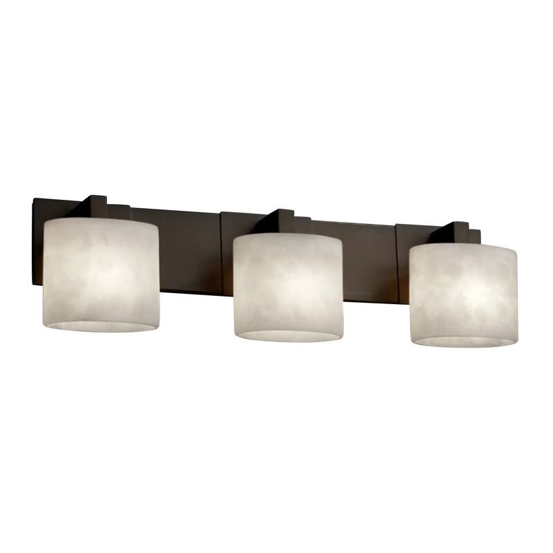 Justice Design Clouds Modular 3-light Dark Bronze Bath Bar, Clouds Oval Shade - Dark Bronze, Off-White