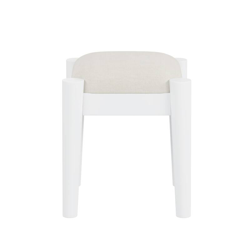 2-Piece Makeup Vanity Set with Upholstered Stool, Makeup Vanity Dressing Table with Power Outlet & USB Port (No Mirrors)