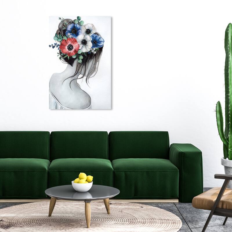 Wynwood Studio Fashion and Glam Look at her flowers Red and Traditional Wall Art Canvas Print - 36 x 30
