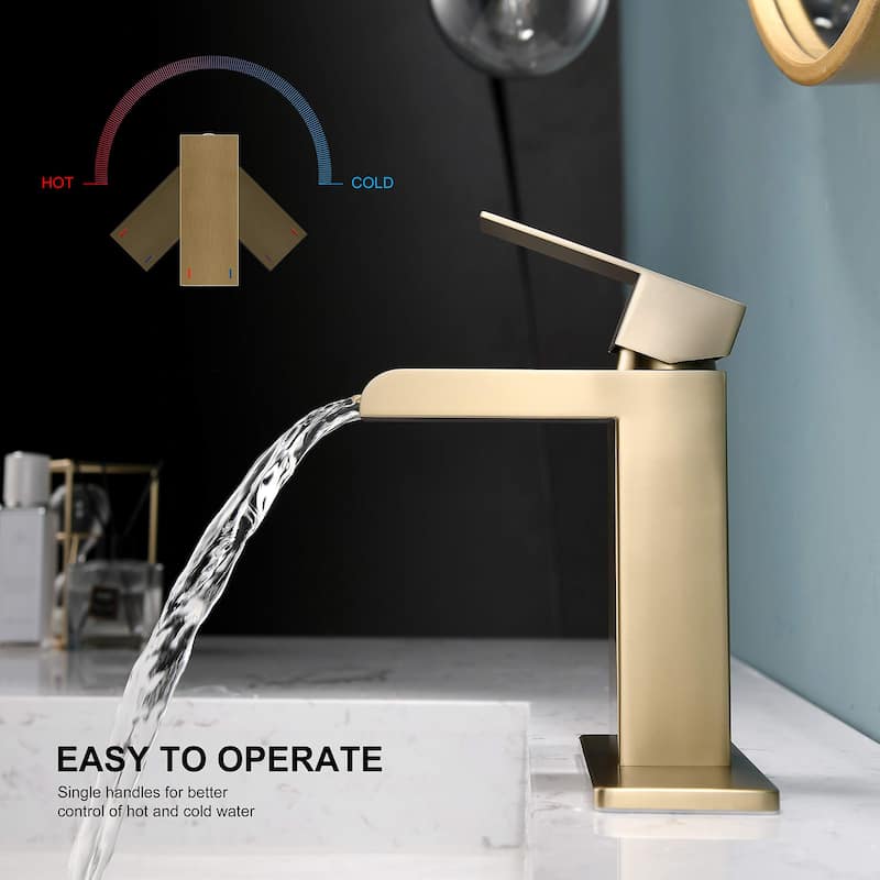 PROOX Bathroom Waterfall Faucet Single Handle with Drain Assembly
