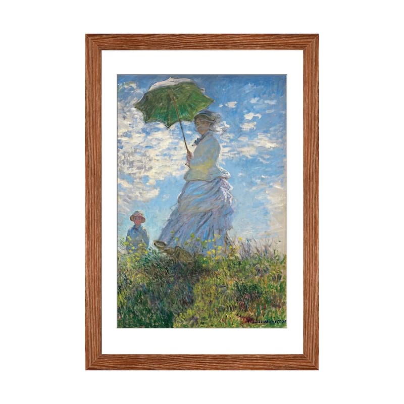iCanvas "Woman with a Parasol - Madame Monet and Her Son, 1875 " by Claude Monet - Walnut - 32x24x1