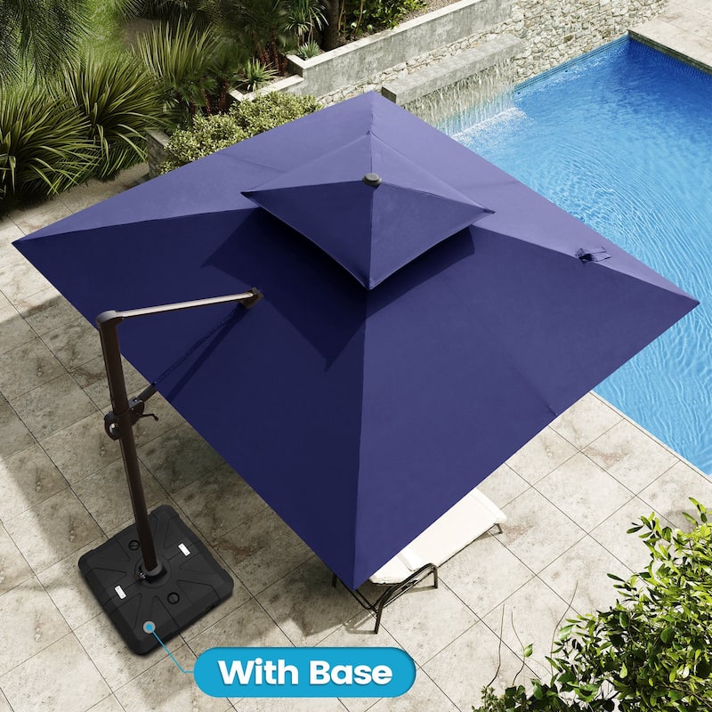 11 x 11 FT Outdoor 360 Degrees Rotation Patio Cantilever Umbrella with Base