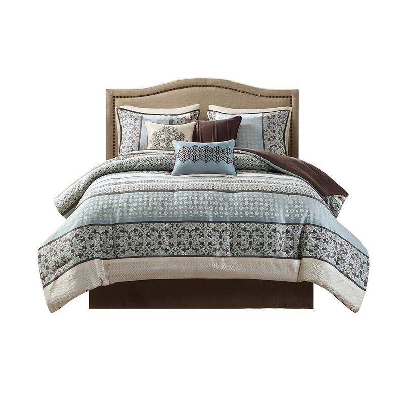 GDF Studio - Princeton 7-Piece Jacquard Comforter Set with Decorative Pillows