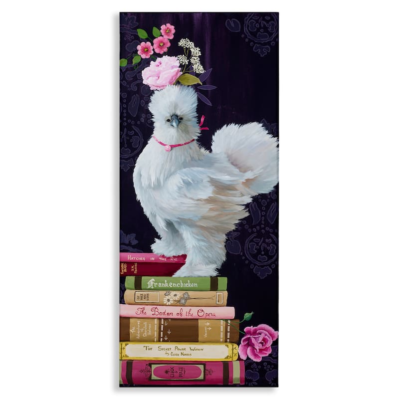 Stupell Fancy Vintage Chicken with Books Canvas Wall Art Design By Heather Gauthier - 17 x 40