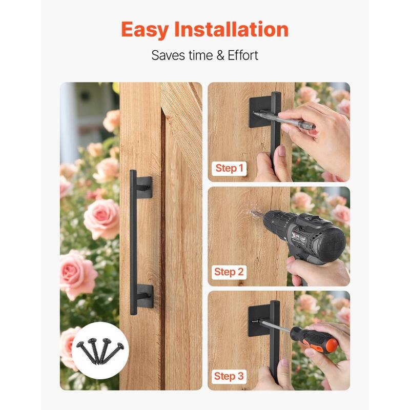 Black Carbon Steel Fence Door Handle 12.6in Ergonomic and Durable