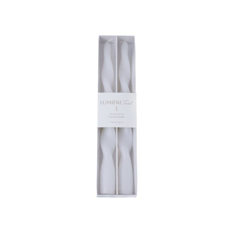 Lumière Twist Formal Taper Candles, Set of 12 - Holiday Table Décor
