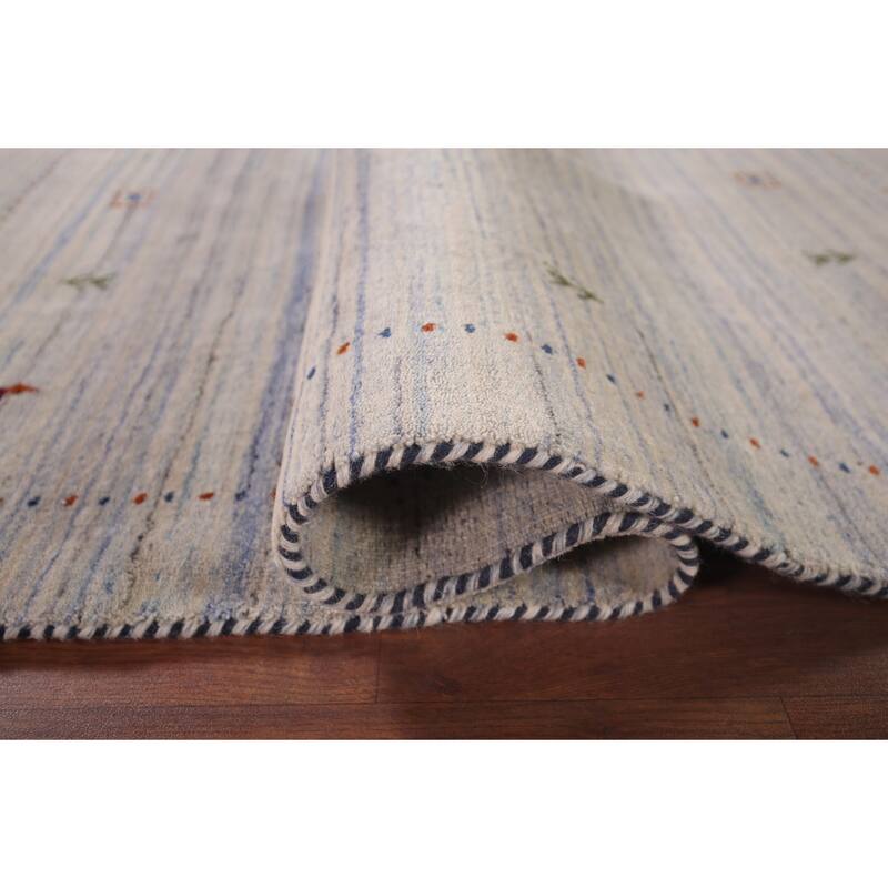 Tribal Striped Gabbeh Indian Accent Rug Handmade Wool Carpet - 4'0"x 5'9"