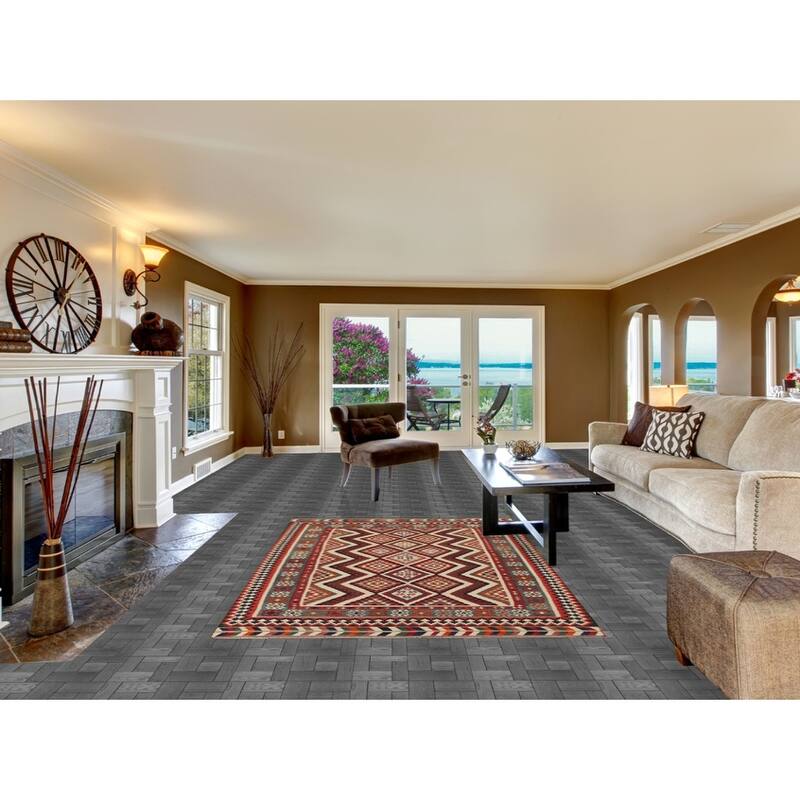 Kilim Qashqai Persian Vintage Rug Vegetable Dye Wool Carpet - 5'3"x 7'8"