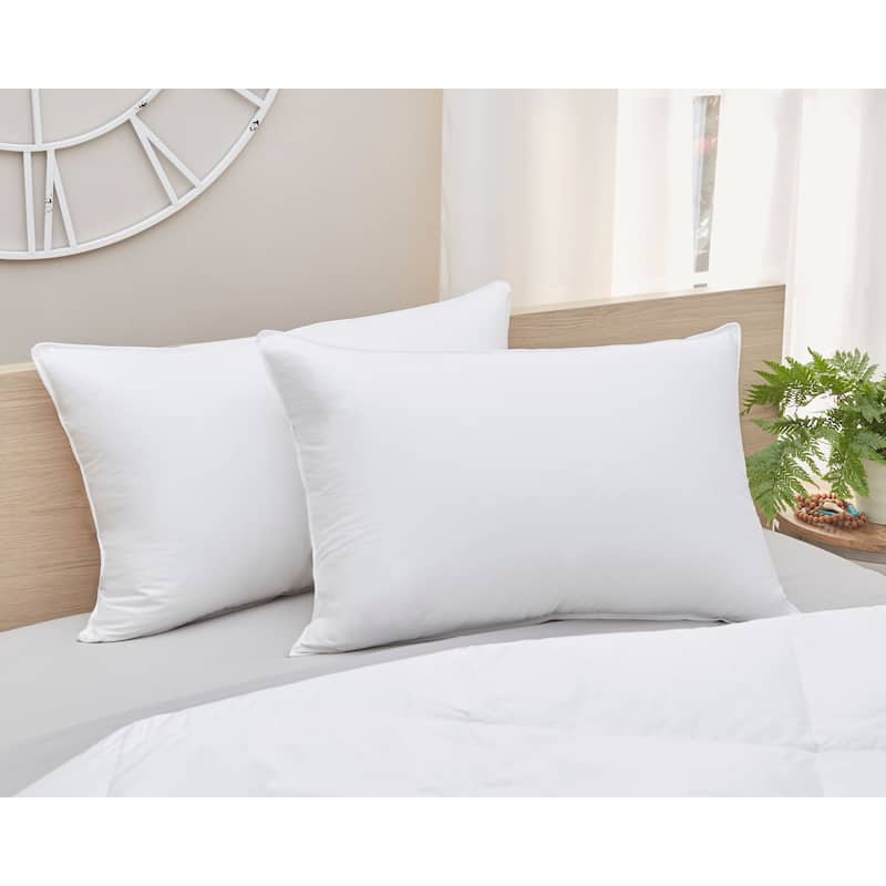 Premium White Goose Down Pillow - 700 Fill Power, Double-Stitched with German Piping - Medium - King - Single