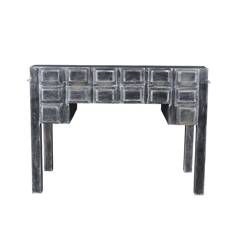 46" Black Solid Wood Writing Desk With Seven Drawers