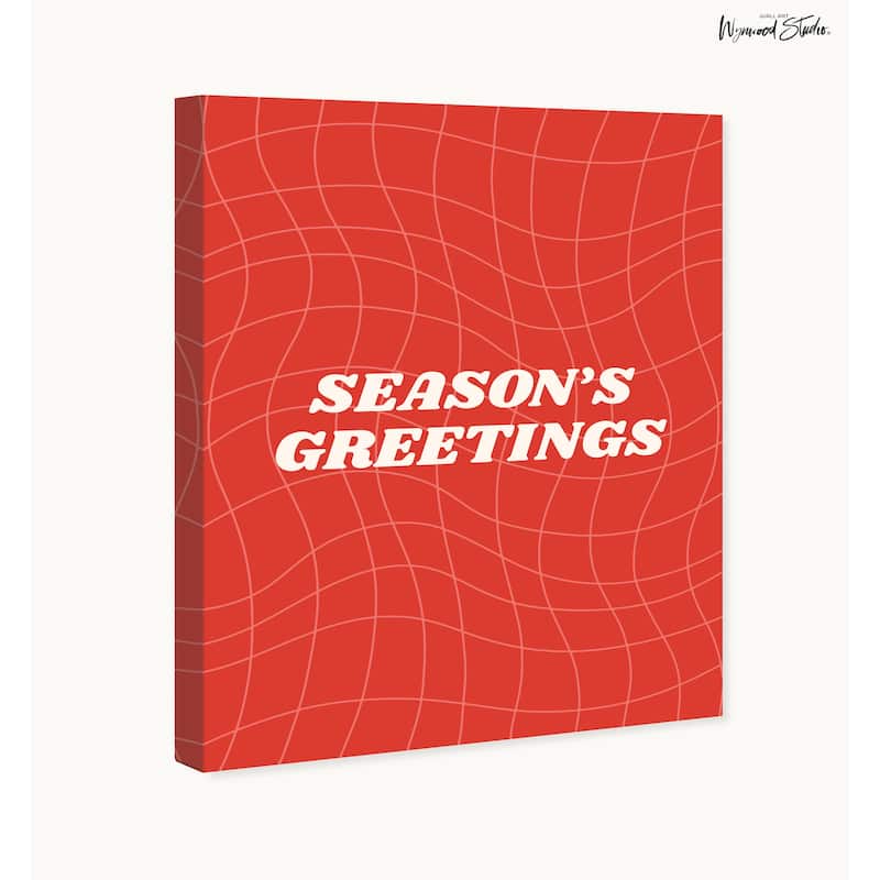 Wynwood Studio Canvas Typography and Quotes Season's Greetings Disco Red Red Modern & Contemporary Wall Art Canvas Print