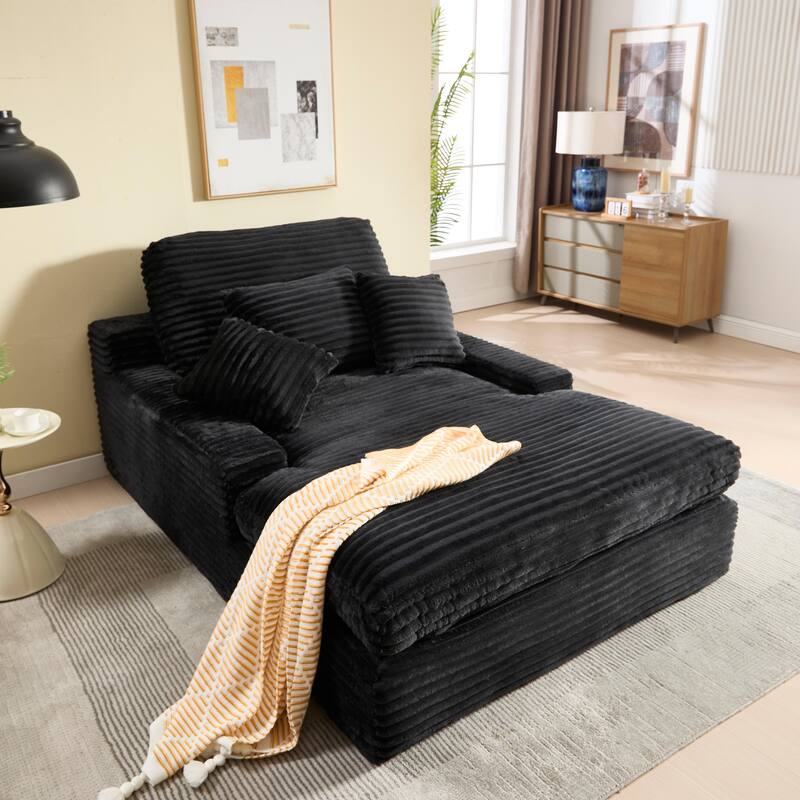 Modern Upholstered Chaise Lounge Sofa for Living Room Office, 75" Oversized Leisure Sofa 2 Seat Sleeper Couch with Pillows