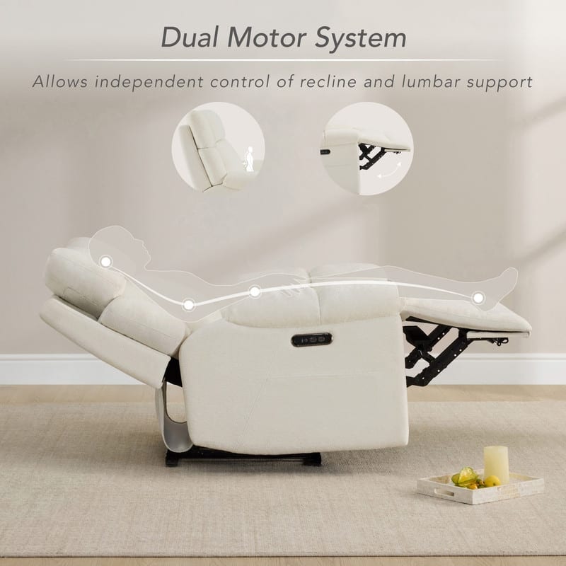 Spruce & Spring Power Lay Flat Nursery Recliner with Bluetooth Speakers and Power Lumbar Support