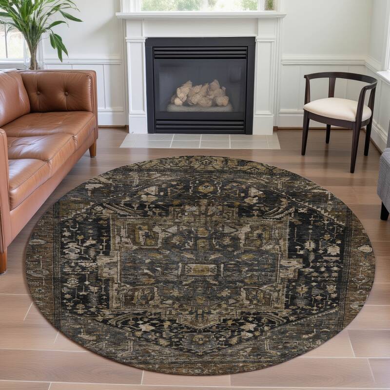 Premium Washable Super Soft Vintage Traditional Mayfield Rug - Fudge - 8' x 8'
