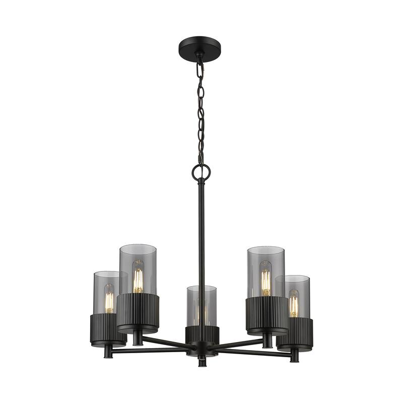 Innovations Lighting Bolivar - 5 Light 7" Chain Hung Chandelier. - Matte Black/Light Smoke