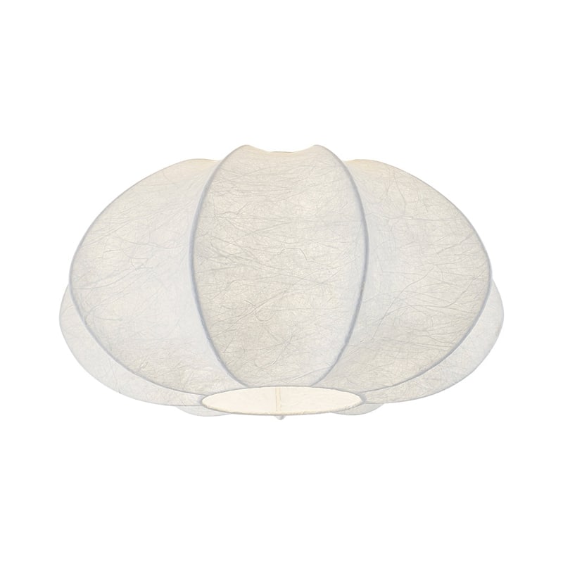 Round Pleated Lantern White Silk Flush Mount Ceiling Light