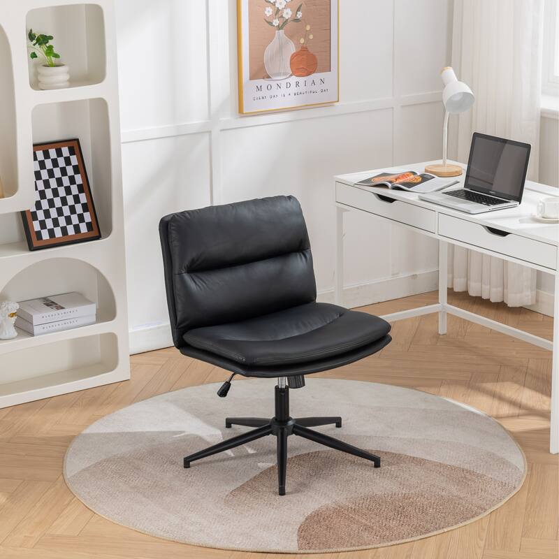 Office Chair,Armless Desk Chair, Modern Swivel Vanity Chairs with Thickened Cushion, Wide Seat Computer Chair for Small Space