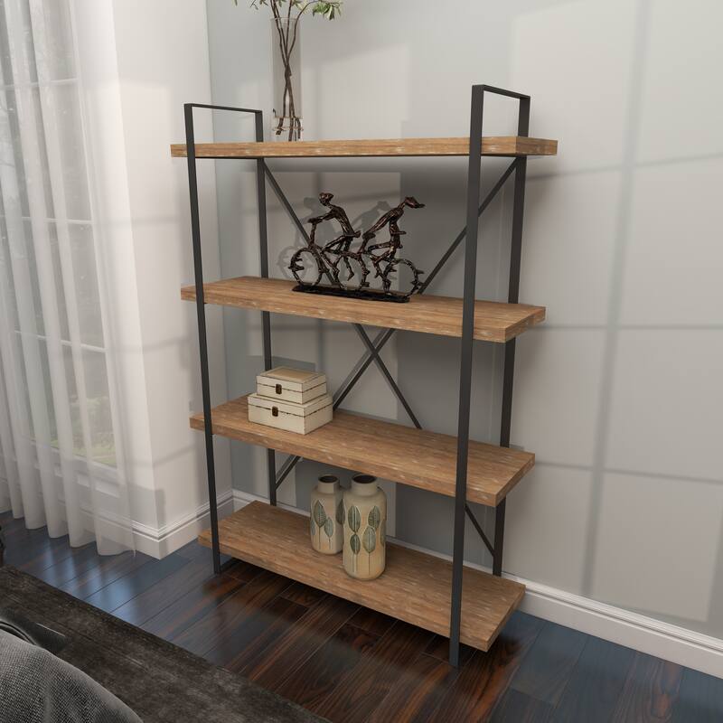 Brown Wood 4 Shelves Shelving Unit