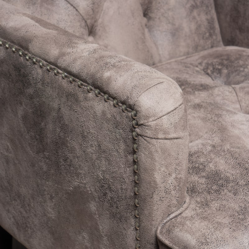 Grey+Brown 28" Button Tufted Club Chair