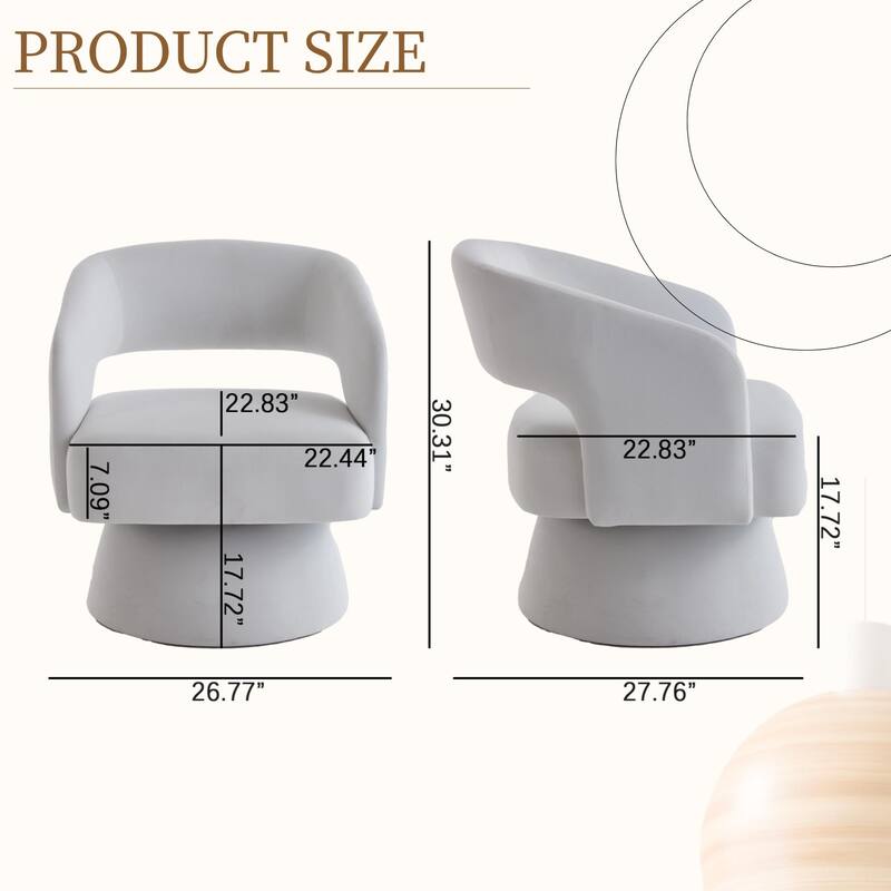Swivel Barrel Chair, Velvet Accent Armchair 360 Degree Swivel Club Chair for Living Room Bedroom Reception Room