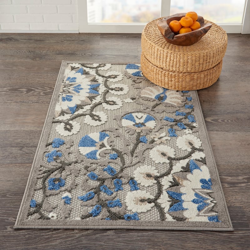 Nourison Aloha Modern Multicolor Floral Botanical Area Rug - 2' x 3' - Grey/Multi