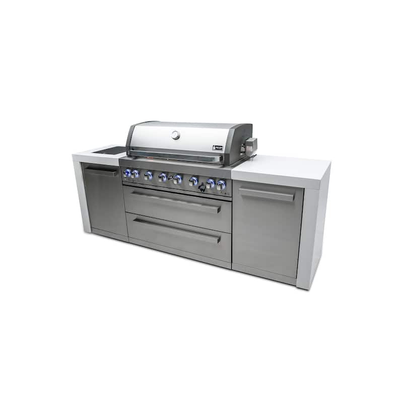 Mont Alpi MAi805-D 44-inch 6-Burner 115000 BTU Deluxe Stainless Steel Modular Outdoor Kitchen Island Gas Grill with Side Burner