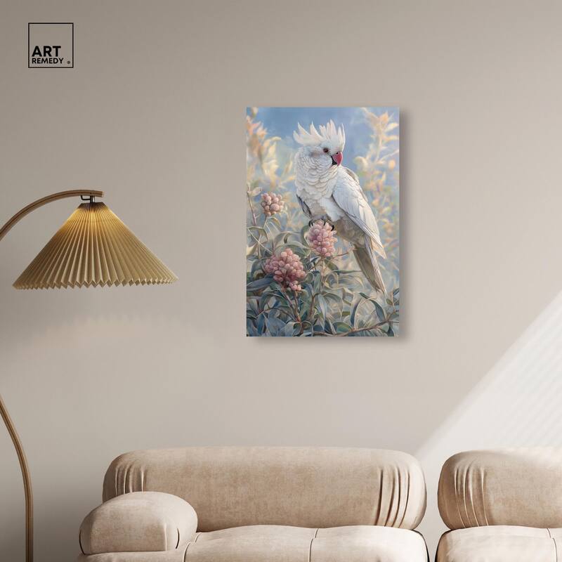 Cockatoo and Blossoms Canvas by Art Remedy, Gallery Wrapped
