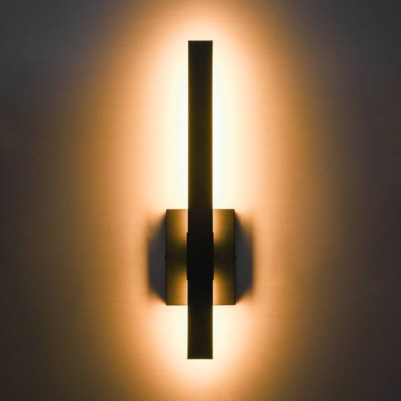 Dimmable LED Sleek Long Strip Exterior Wall Sconce - Black