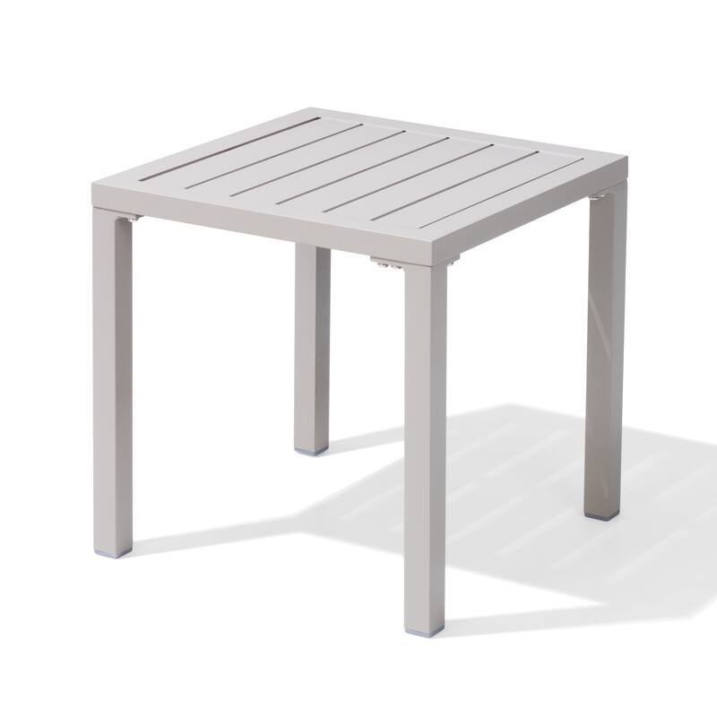 Outdoor Aluminum End Table Square Patio Side Table - 15.7" L x 15.7" W x 15.9" H
