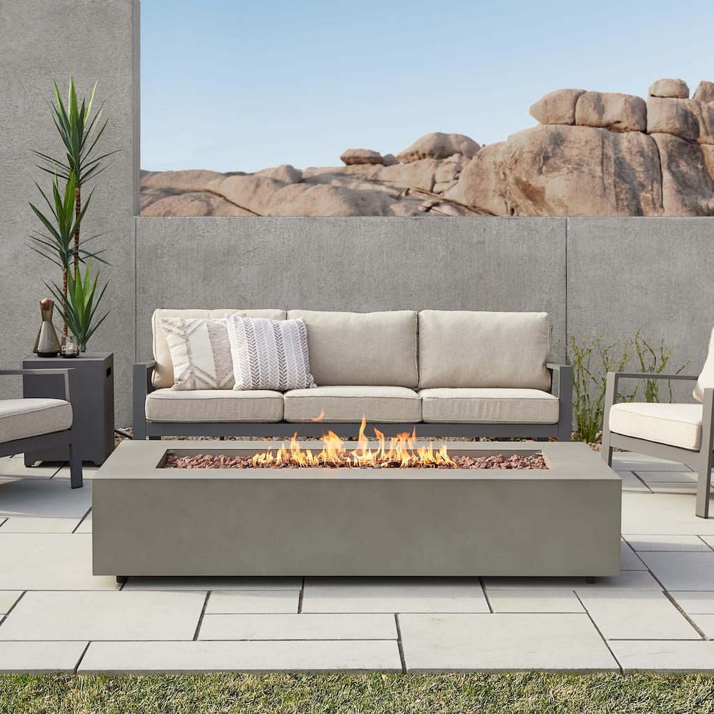Aegean 70" LP Rectangle Fire Table w/NG Conversion in Mist Gray by Real Flame