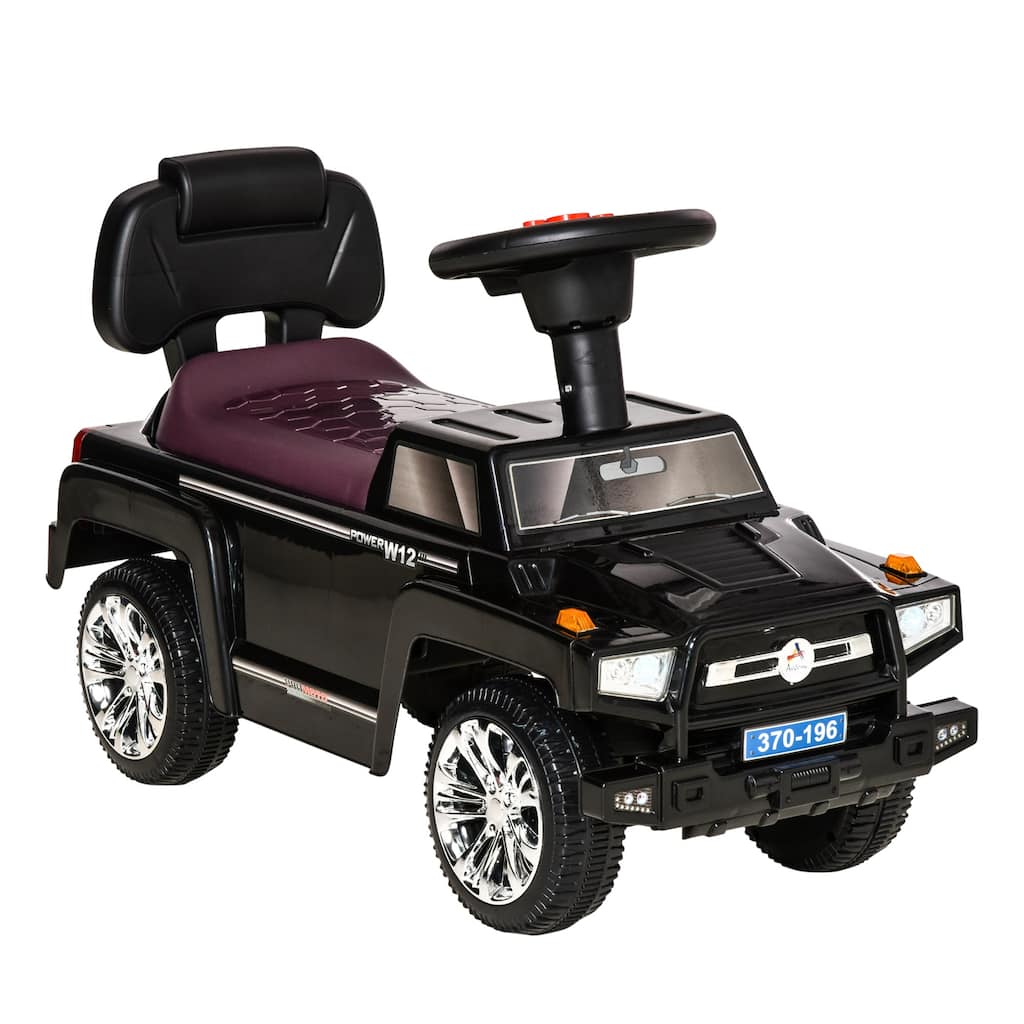 Kids Ride-On Push Car, SUV Style Sliding Walker with Music, Lights, Hidden Storage, for Toddlers - Black