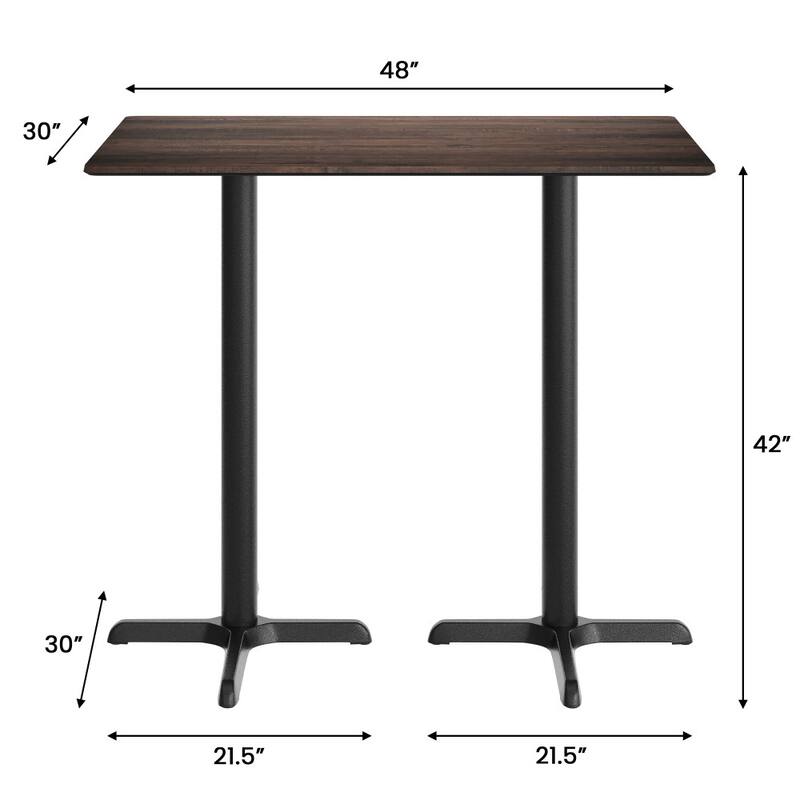 Commercial HPL Tabletop with Bar Height Crisscross Base - 48"W x 30"D x 42"H