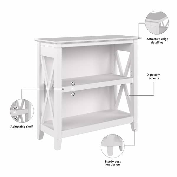 dimension image slide 4 of 9, Key West Small 2 Shelf Bookcase by Bush Furniture