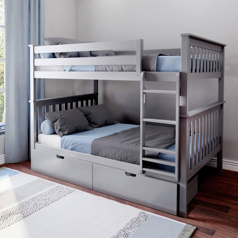 Max and Lily Full over Full Bunk Bed with Storage Drawers