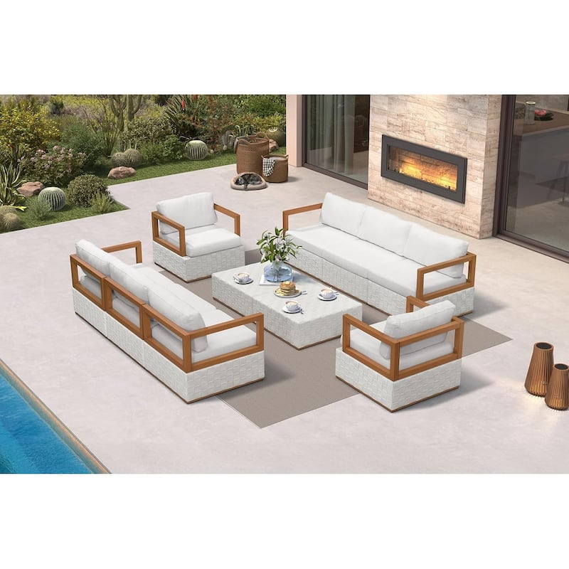 PURPLE LEAF GLFSF White sofa Outdoor Couch for Yard Porch Deck Patio Conversation Sets