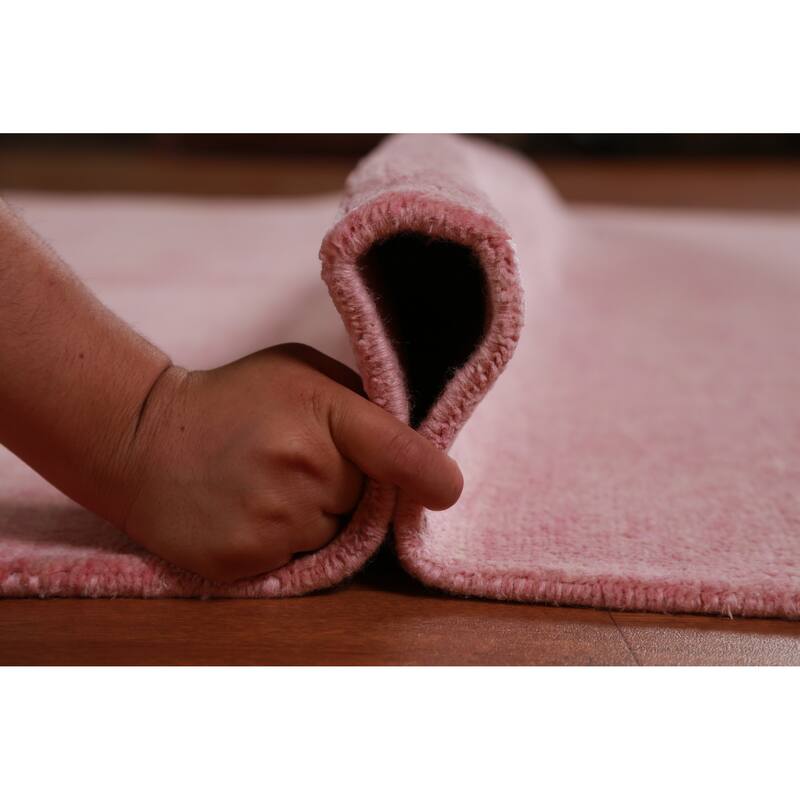 Hand Knotted Oriental 100% Wool Carpet Modern Solid Pink Gabbeh Area Rug - 9' 3'' X 6' 2''